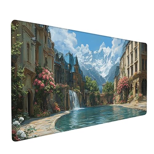 Architektur Mauspad XXL 800x400x3mm, Landschaft Mousepad Gaming, Schreibtischunterlage mit rutschfeste Gummibasis, Verbessert Präzision und Geschwindigkei Wasserdicht und Langlebig Desk Mat Y-1200 von Generic