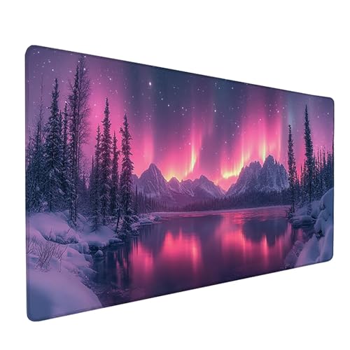 Aurora Mauspad XXL 1500x800x3mm, Schneeszene Mousepad Gaming, Schreibtischunterlage mit Rutschfeste Gummibasis, Verbessert Präzision und Geschwindigkei Wasserdicht und Langlebig Desk Mat für PC G-2498 Aurora Mauspad XXL 1500x800x3mm, Schneeszene Mousepad Gaming, Schreibtischunterlage mit Rutschfeste Gummibasis, Verbessert Präzision und Geschwindigkei Wasserdicht und Langlebig Desk Mat für PC G-2498 von Generic