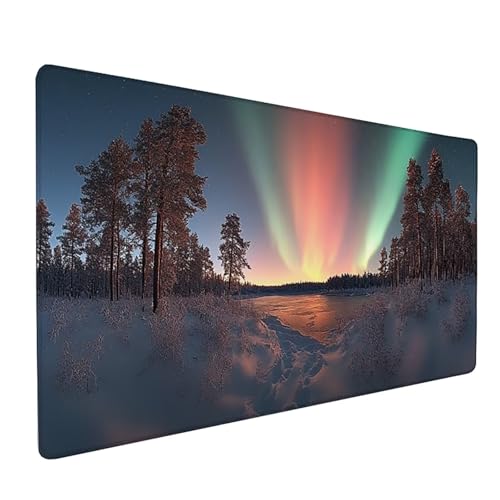 Aurora Mauspad XXL 1600x800x3mm, Schneeszene Mousepad Gaming, Schreibtischunterlage mit Rutschfeste Gummibasis, Verbessert Präzision und Geschwindigkei Wasserdicht und Langlebig Desk Mat für PC B-6478 Aurora Mauspad XXL 1600x800x3mm, Schneeszene Mousepad Gaming, Schreibtischunterlage mit Rutschfeste Gummibasis, Verbessert Präzision und Geschwindigkei Wasserdicht und Langlebig Desk Mat für PC B-6478 von Generic