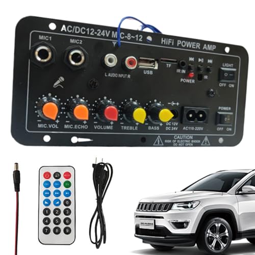 Auto Verstärkungsplatte, High Power Verstärkungsplatte | 12V und 24V Digital Audio Power Verstärker Modul,Kabellose Lautsprecherplatte mit Fernbedienung, Elektronisches Kit für Autobohne von Generic
