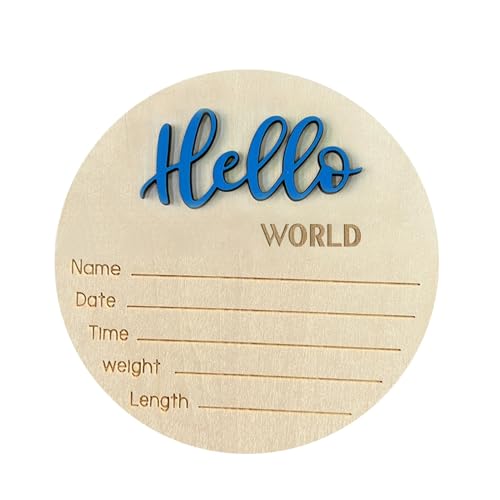 Baby-Namensschild, Baby-Ankündigungsschild – Schild zur Geburtsankündigung aus Holz | Rundes Willkommensschild für Neugeborenes für Wohnzimmer, Dorm von Generic