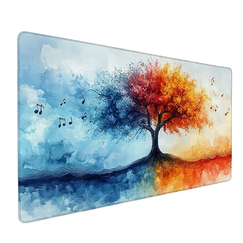 Baum Gaming Mauspad XXL 1600x800x3mm, Schreibtischunterlage Musik Mousepad Groß mit Vernähten Kanten, Rutschfester Gummibasis Mauspad Gaming XXXL Desk Mat, Mouse Pad Groß für Büro, PC, Zuhause 9-9069 von Generic