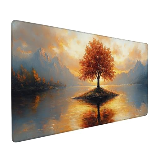 Baum Gaming Mauspad XXL 1600x800x3mm, Schreibtischunterlage Sonnenuntergang Mousepad Groß mit Vernähten Kanten, Rutschfester Gummibasis Mauspad Gaming XXXL Desk Mat, Mouse Pad Groß für Büro, PC 1-5182 von Generic