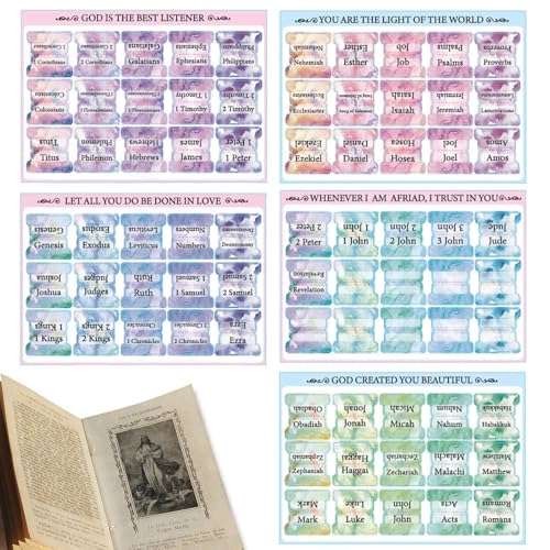 Bibel-Index-Tabs,Bibel-Tabs - Große, laminierte Bibeletiketten im Boho-Stil | Wasserfeste Alphabet-Bibelaufkleber, 5 Blatt Journal-Tabs für Feiertage oder Feiern von Generic