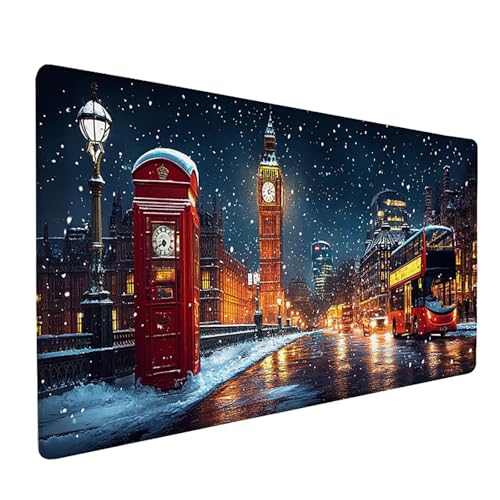 Big Ben Mauspad XXL 1600x800x3mm, Schneeszene Mousepad Gaming, Schreibtischunterlage mit rutschfeste Gummibasis, Verbessert Präzision und Geschwindigkei Wasserdicht und Langlebig Desk Mat 8-4556 von Generic