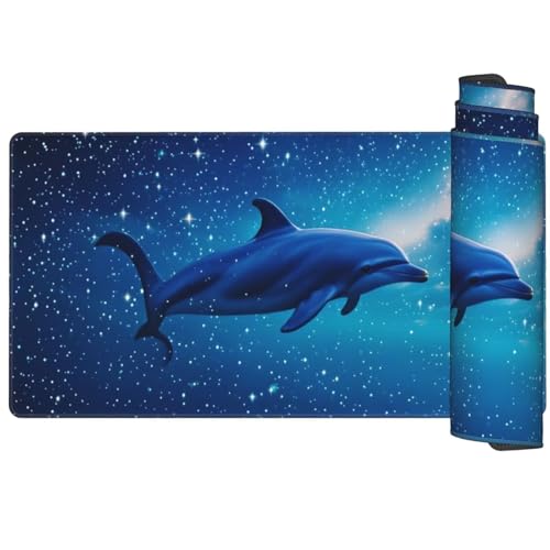 Blau Mauspad XXL 800 x 300 x 3mm, Mauspad Dolphin Schreibtischunterlage Mouse Pad Gaming Vernähte Kanten, Desk Mat mit Anti-Rutsch Basis, Verbessert Präzision Geschwindigkeit, Gaming Zubehör Q1153 von Generic