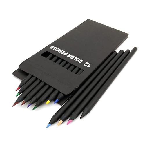 Bleistifte 12 Farben Schwarzes Holz-Bleistift-Set Zeichnen Malen Schreibwaren Kunst Farbbleistift Schulbedarf Kunstbedarf Bleistifte Verschiedene bunte Bleistifte Buntstifte von Generic