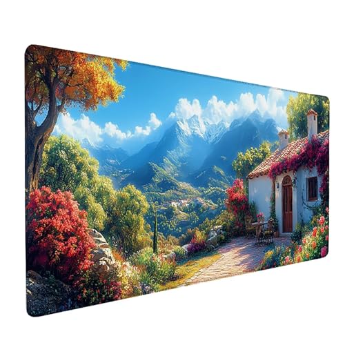 Blume Mauspad XXL 1600x800x3mm, Landschaft Mousepad Gaming, Schreibtischunterlage mit rutschfeste Gummibasis, Verbessert Präzision und Geschwindigkei Wasserdicht und Langlebig Desk Mat für PC B-3843 von Generic