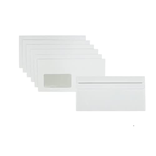 Briefumschläge DIN lang mit Fenster | 110x220mm | weiß Versandtaschen Briefkuvert Kuvert Umschläge DIN lang selbstklebend 100 Stück von Generic