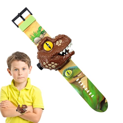Cartoon-Dinosaurier-Projektionsuhr | 24 Muster Taschenlampenuhren Elektronisches Spielzeug,Dinosaurier-Muster-Taschenlampe, Lernspielzeug, Geschenk für Kinder von Generic