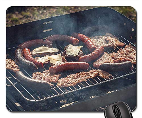 Computer-Mauspad, Grill Frühling Urlaub Sommer Sonnentag Essen rutschfest Mauspads Vernähte Kanten Gaming Mauspad Für Laptop Büro Laptops 25X30Cm von Generic