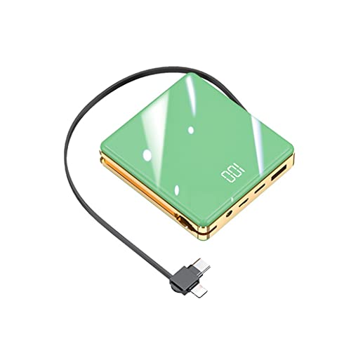 Creative Mini DREI-in-Eins-Powerbank mit eigenem Kabel 20000mAh Fast Charge Mobile Netzteil langlebig (Farbe: Grün, Größe: 8000mAh) von Generic