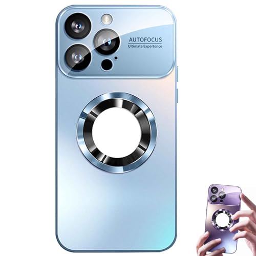 Curranet Lens Protection Hard Case für iPhone, Anti-Fingerprint Matte Shell, Full Camera Protection, Metall Material Super Suction, Wildly Flip Not Off (for iPhone 13 Pro,Blue-1) von Generic