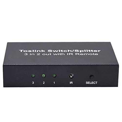 Digitaler optischer Audio-Splitter, 3 in 2 Out, digitaler optischer Audio-Splitter, Überspannungsschutz, praktischer Toslink-Kabelschalter von Generic