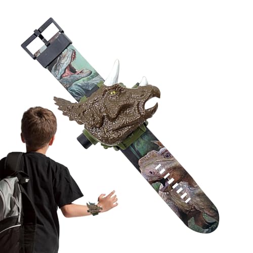 Dinosaurier-Uhr-Taschenlampen-Projektor-Spielzeug,Elektronische Dinosaurieruhr für Kinder mit 24 Mustern - Elektronische Kinderuhr und Uhr mit Tiermuster als Geschenk für Kinder von Generic