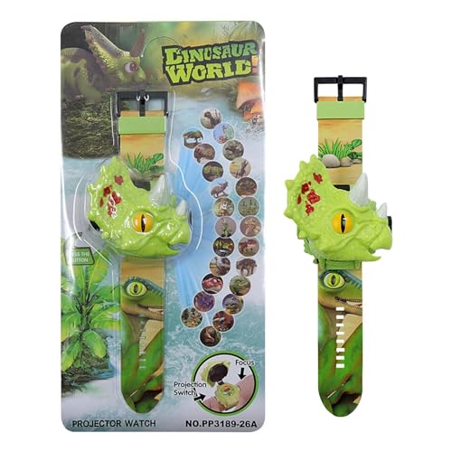 Dinosaurier-Uhr-Taschenlampen-Projektor-Spielzeug | Dinosaurier-Projektor-Taschenlampenspielzeug mit 24 Mustern | Tragbare elektronische Kinderuhr mit Tiermuster, Digitale Armbanduhr für von Generic