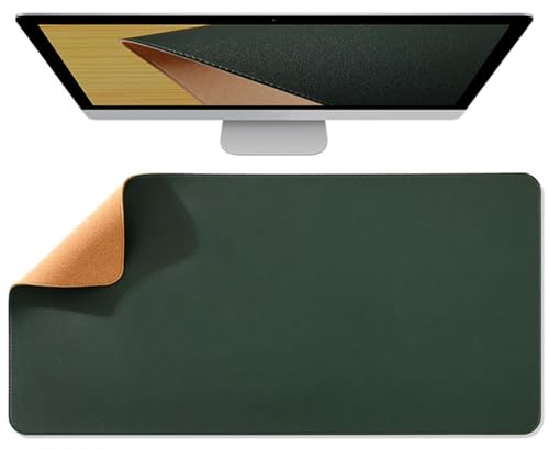 Doppelseitige Schreibtischunterlage aus PU und Kork, Rutschfestes Gaming-Mauspad aus Leder, Leicht zu reinigender Schreibschutz fürs Büro(Green,60X30CM) von Generic