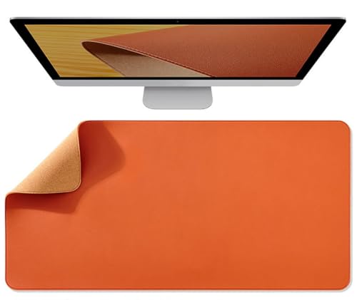 Doppelseitige Schreibtischunterlage aus PU und Kork, Rutschfestes Gaming-Mauspad aus Leder, Leicht zu reinigender Schreibschutz fürs Büro(Orange,90X43CM) von Generic