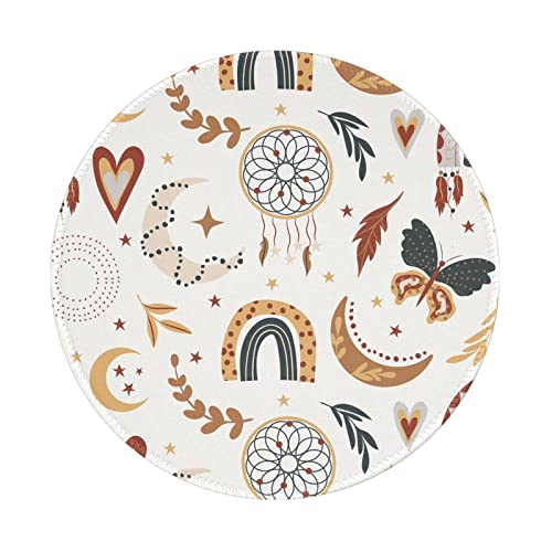 Dream Catcher Boho Mystical Style Beige Round Mouse Pad Mouse Mat Small Non-Slip Rubber Gaming Mouse Pads Office Home 7.9 Inch von Generic