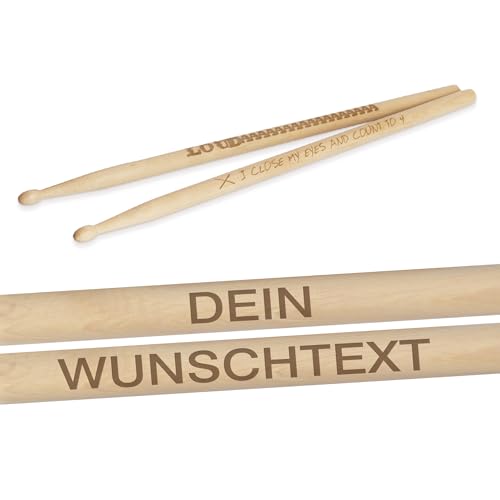 Drumsticks Weißbuche personalisiert mit hochwertiger Gravur - Laserung | Naturfinish | 1 Paar | Made in Germany | Drummer Geschenke (2B) | Schlagzeug Sticks |Trommelstöcke handgefertigt (2B) von Generic