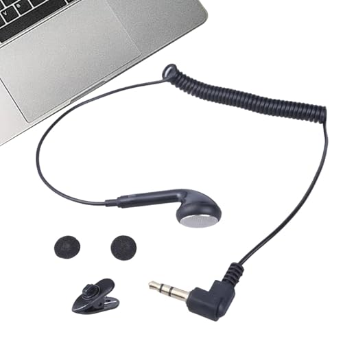 Einzelne Ohrhörer Verkabelt - 3,5 mm Mono-Ohrhörer Einzelkopfhörer, schalldämmende Ohrhörer, tiefer Bass HiFi-Audio-Stereo-Sound, einziehbares Federkabel von Generic