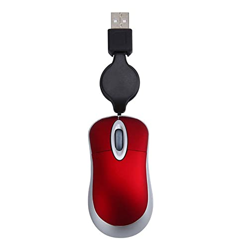 Einziehbare kabelgebundene USB-Maus, ergonomische Mini-Kabelmaus, ergonomische Home-Office-Mäuse für Computer, PC, Laptop (Red) von Generic