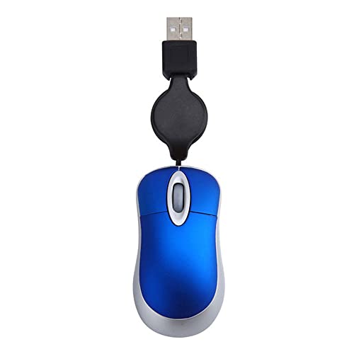 Einziehbare kabelgebundene USB-Maus, ergonomische Mini-Kabelmaus, ergonomische Home-Office-Mäuse für Computer, PC, Laptop (blau) von Generic