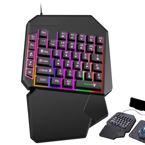 Ergonomische Spieltastatur | Programmierbares Handy 1 Handed Tastatur - Mobile Controller Game Keyboard, Professional Game Tastatur, ergonomischer Gamecontroller für PC - von Generic
