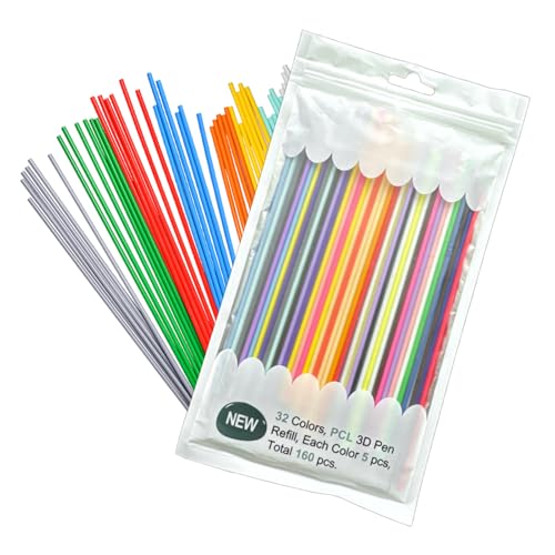Ersatz-Filament für Kugelschreiber, Filament für Drucker, Filament für 32 Farben, lebendige Farben, 160 x Ersatz-Filament für Kugelschreiber, Filament für Drucker, Filament für 32 Farben, lebendige Farben, 160 x von Generic