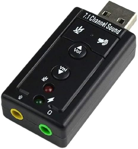 Externer USB Audio Soundkartenadapter 3D Virtual 7.1 USB Lautsprecher Audiokarte Kompatibel mit PC Laptop Schwarz Schön und attraktiv von Generic