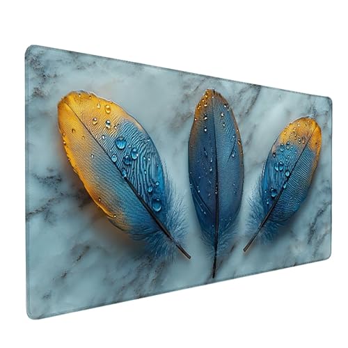 Feder Gaming Mauspad XXL 1500x800x3mm, Schreibtischunterlage Kunst Mousepad Groß mit Vernähten Kanten, Rutschfester Gummibasis Mauspad Gaming XXXL Desk Mat, Mouse Pad Groß für Büro, PC, Zuhause P-1803 Feder Gaming Mauspad XXL 1500x800x3mm, Schreibtischunterlage Kunst Mousepad Groß mit Vernähten Kanten, Rutschfester Gummibasis Mauspad Gaming XXXL Desk Mat, Mouse Pad Groß für Büro, PC, Zuhause P-1803 von Generic