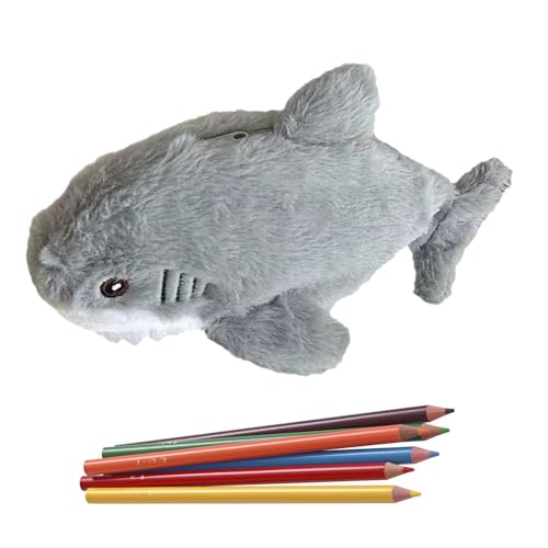 Federmäppchen mit Tiermotiv, Schreibwaren-Organizer, Federmäppchen, großes Fassungsvermögen, lustiges Federmäppchen mit Reißverschluss für Schüler, Grau, 1 count (Pack of 1), Uni von Generic