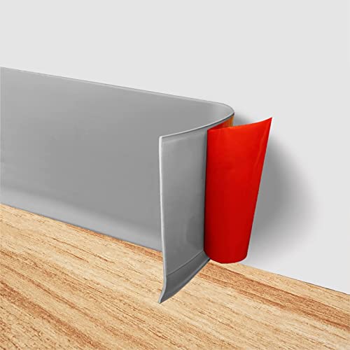 Flexible Abziehen und Aufkleben, Sockelleiste, Vinyl, grau, für Badezimmer, Schlafzimmer, Küche und Büro, 10 m von Generic