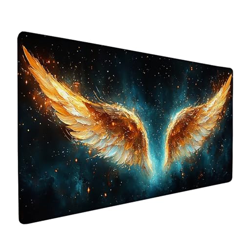 FlüGel Mauspad XXL 1500x800x3mm, Feder Mousepad Gaming, Schreibtischunterlage mit rutschfeste Gummibasis, Verbessert Präzision und Geschwindigkei Wasserdicht und Langlebig Desk Mat für Büro PC N-7576 von Generic