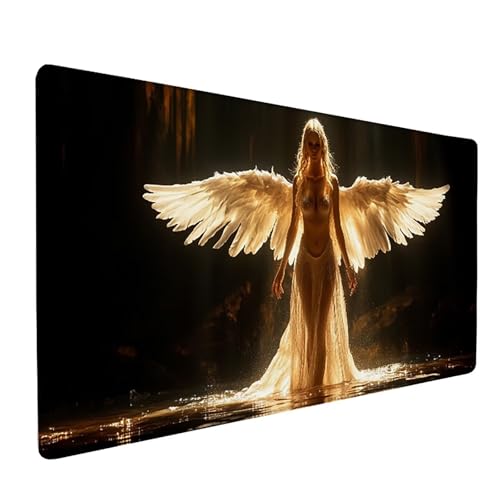 Frau Gaming Mauspad XXL 1500x800x3mm, Schreibtischunterlage FlüGel Mousepad Groß mit Vernähten Kanten, Rutschfester Gummibasis Mauspad Gaming XXXL Desk Mat, Mouse Pad Groß für Büro, PC, Zuhause F-5513 Frau Gaming Mauspad XXL 1500x800x3mm, Schreibtischunterlage FlüGel Mousepad Groß mit Vernähten Kanten, Rutschfester Gummibasis Mauspad Gaming XXXL Desk Mat, Mouse Pad Groß für Büro, PC, Zuhause F-5513 von Generic
