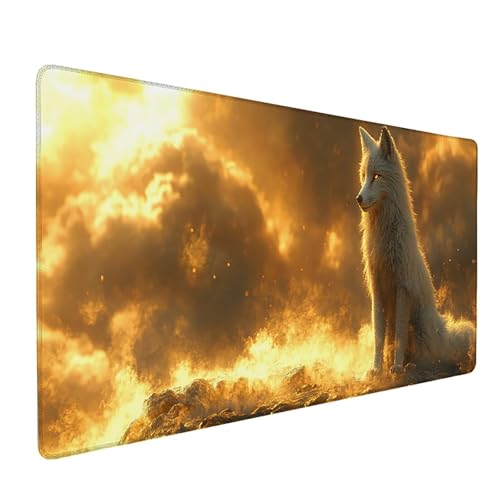 Fuchs Mauspad XXL 800x300x3mm, Flamme Mousepad Gaming, Schreibtischunterlage mit rutschfeste Gummibasis, Verbessert Präzision und Geschwindigkei Wasserdicht und Langlebig Desk Mat für Büro PC 0-6039 von Generic