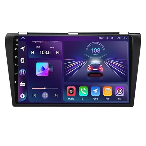 Für Mazda 3 2004-2009 Android 12 9 Zoll HD Touchscreen Autoradio mit Carplay Android Auto Mirror Link BT 5.0 HiFi DVR FM AM Navigation GPS DSP RDS Dab Lenkradsteuerung Rückfahrkamera (M200S) von Generic