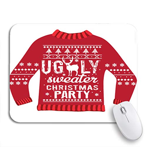 Gaming Mauspad Roter Tier Hässlicher Pullover Weihnachtsfeier Feier Mit Hirsch Gruß Klein Mousepad wasserdichte Weiches Computer-Mauspad, Für Computer, Laptops, 25 x 30cm von Generic