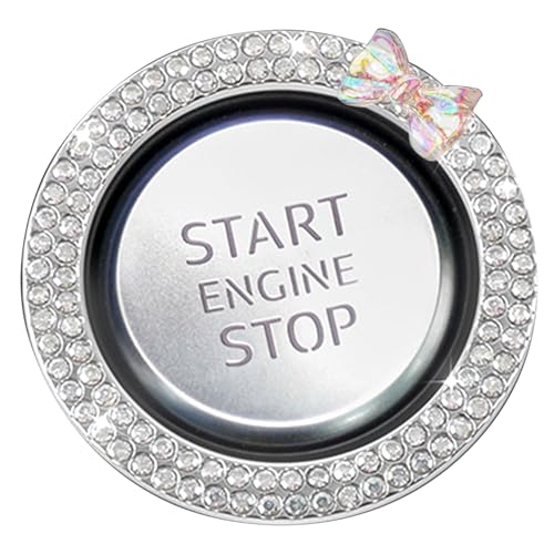 Generic Auto-Startknopfring, Auto-Zündring | Ring mit Push-to-Start-Knopf im Strass-Design,Auto-Zündknopf-Dekorationsring, Startmotor-Ring, Auto-Startknopf-Ring, Push-to-Start-Knopf-Ring von Generic