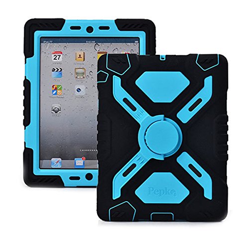 Generic Pepkoo Spider Style 2 in 1 Hybrid Kunststoff und Silikon Ständer Defender Case mit Einer Displayschutzfolie für iPad 2/3/4 – Schwarz/Blau von Generic