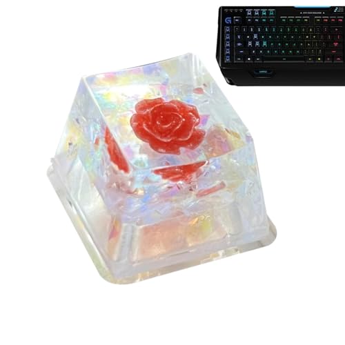 Generic Tastatur-Tastenkappen aus Harz,Tastenkappen aus Harz,Resin Camellia Rose Sa Profil Schlüsselkappe - DIY-Ersatz, glänzt durch die durchscheinende R4-Tastenkappe, verbessertes Tipperlebnis für von Generic