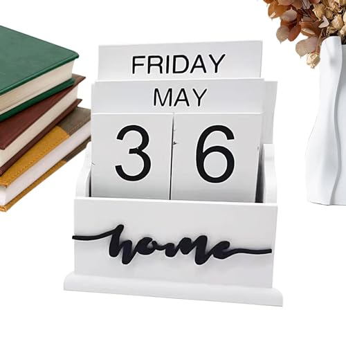 Generic Tischkalenderblöcke, Blockkalender für den Schreibtisch | Retro Holzblockkalender - Rustikaler Kalender für Schlafzimmer, dekorative Datumsblöcke für Wohnzimmer von Generic