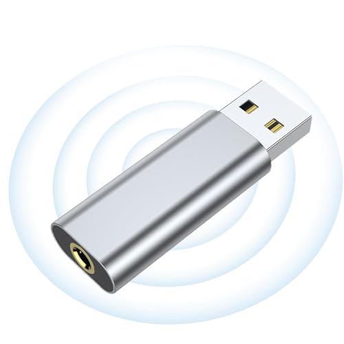 Generic USB-zu-Audio-Buchse - 3,5-mm-Externe Soundkarte für Laptop Plug and Play - Universelle Soundkarte, treiberfreies USB-Audio-Interface, tragbares USB-Audio für Laptop, Desktop, PC von Generic