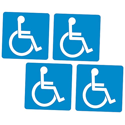 Vinyl-Aufkleber für Behinderte, 100 mm, quadratisch, für Behinderte, Auto, Lieferwagen, Zuhause, Motabilität, Vinyl-Aufkleber für Behinderung, wetterfest, 4 Stück von Generic