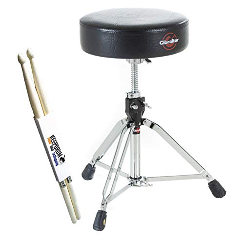 Gibraltar 9608E Drumhocker Schlagzeug-Hocker Rundsitz + keepdrum Drumsticks von Generic