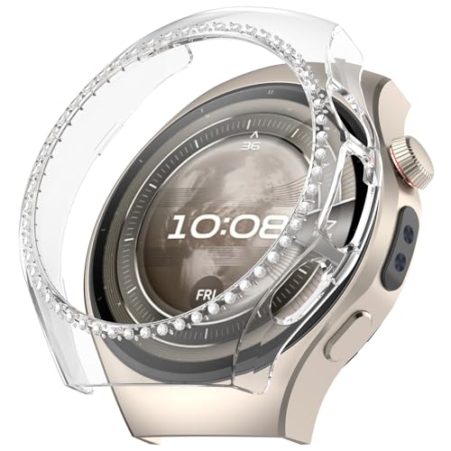 Glitzer Diamanten Hülle für Huawei Watch 5 42mm Schutzhülle, Hart PC Stoßstange Case Bling Gehäuse Smartwatch Cover für Frauen Mädchen,kein Folie (Klar) von Generic