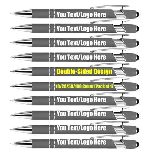 Gravur Kugelschreiber-Kugelschreiber mit Gravur| Personalisierter Stift-Werbekugelschreiber mit Wunschtext&Logo,Personalisiert Bürobedarf,Individuell kugelschreiber-50StücK (Dunkelgrau) von Generic