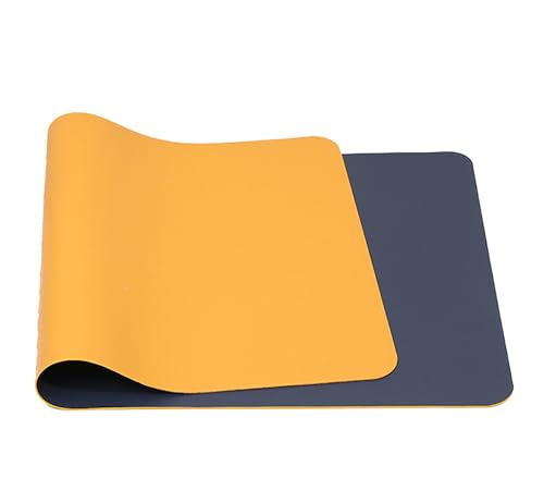 Große Schreibtischunterlage, Doppelseitiges Leder Mauspad 80x40cm, Rutschfeste Tischunterlage Schreibunterlage, Office Mousepad Schreibtisch Zubehör für Büro & Homeoffice(Yellow/DrakBlue,60x30cm) von Generic