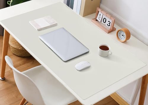 Große Schreibtischunterlage, Erweitertes Mauspad 140x60cm, Schreibtischmatte für Laptop, Tastatur und Maus, Wasserfestes Leder + Rutschfestes Wildleder(OffWhite,80x40cm) von Generic
