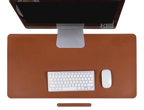 Große Schreibtischunterlage aus Leder, Rutschfestes großes Mauspad mit Wildlederbezug, Reinigungsfreundliche Computerunterlage(Brown,60x30cm) von Generic